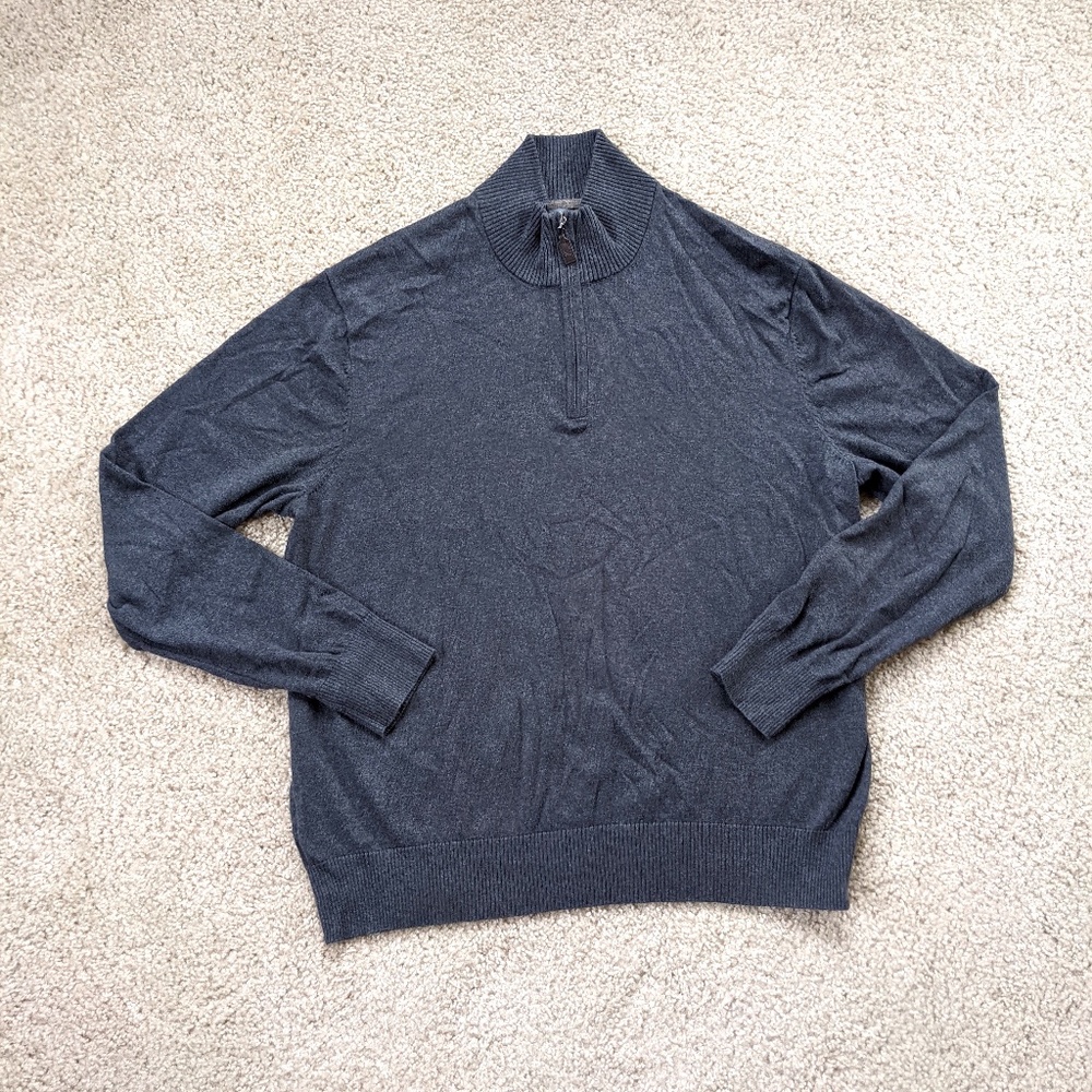 Eddie Bauer 1/4 Zip Merino Cotton Pullover Sweater Men's XL Gray